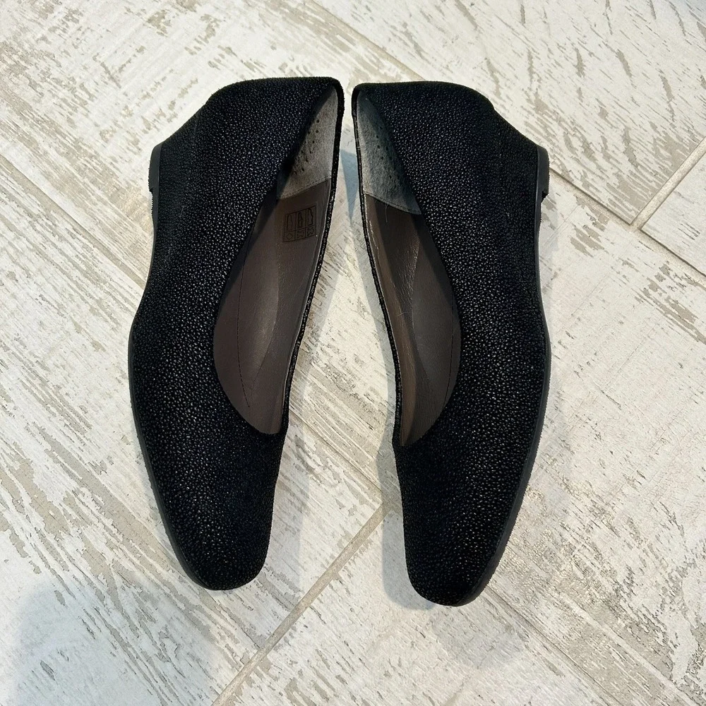 comfort tripad SAS Sophia Black Leather Wedge Pump Size 8.5 N Sparkles Narrow